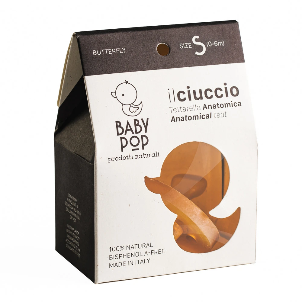 Anatomical pacifier in 100% natural rubber