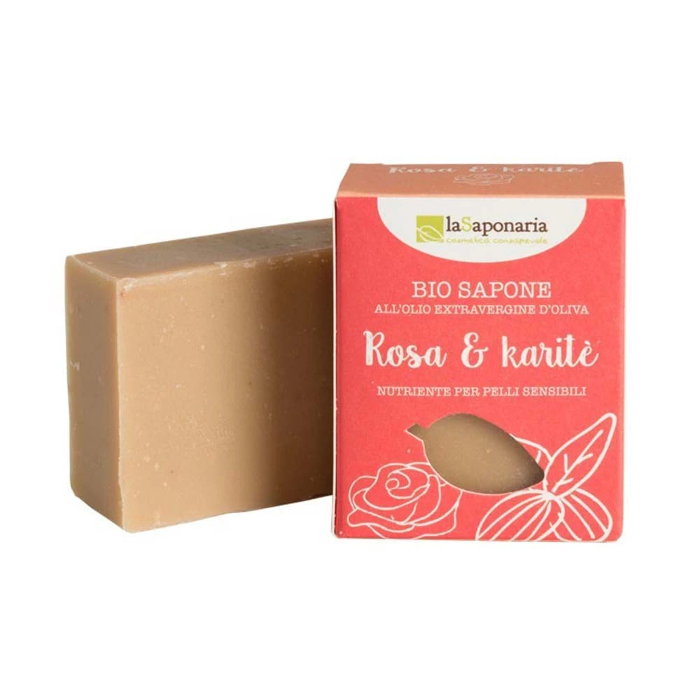Organic soap with extra virgin olive oil Rose and Shea for sensitive skin