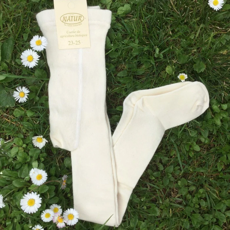 Tights for baby in undyed organic cotton