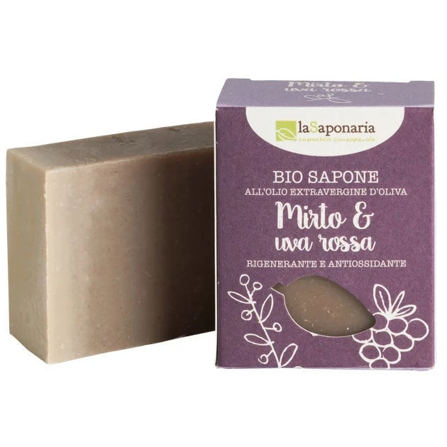 Organic oil solid soap with Myrtle and red grapes