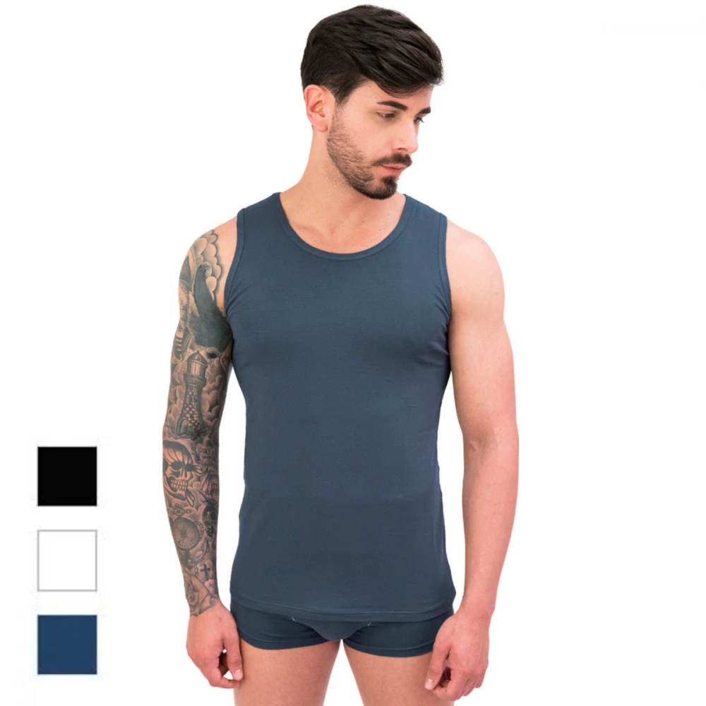 Men's Sleeveless Tank Top in Modal and Cotton