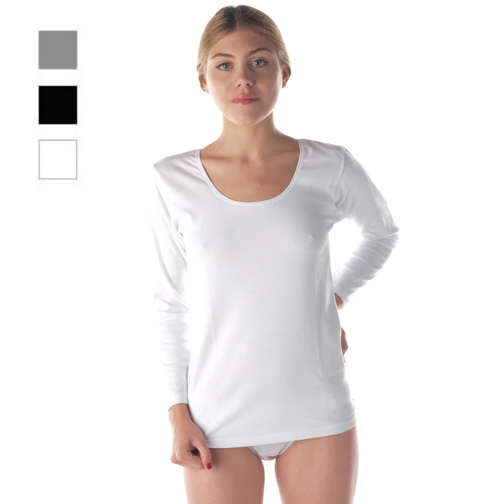 Long sleeve woman shirt in interlock cotton