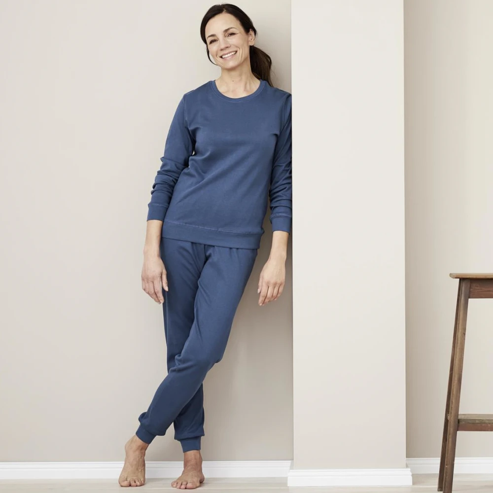 Women's pajamas in Baltic blue organic cotton