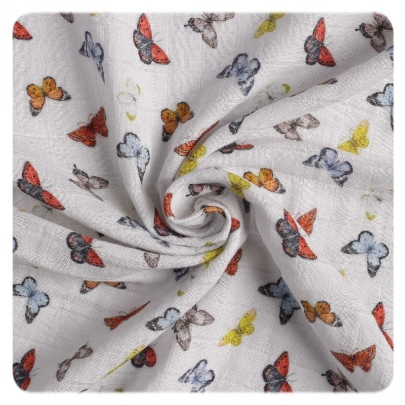 Muslin for wrapping in organic cotton Butterflies