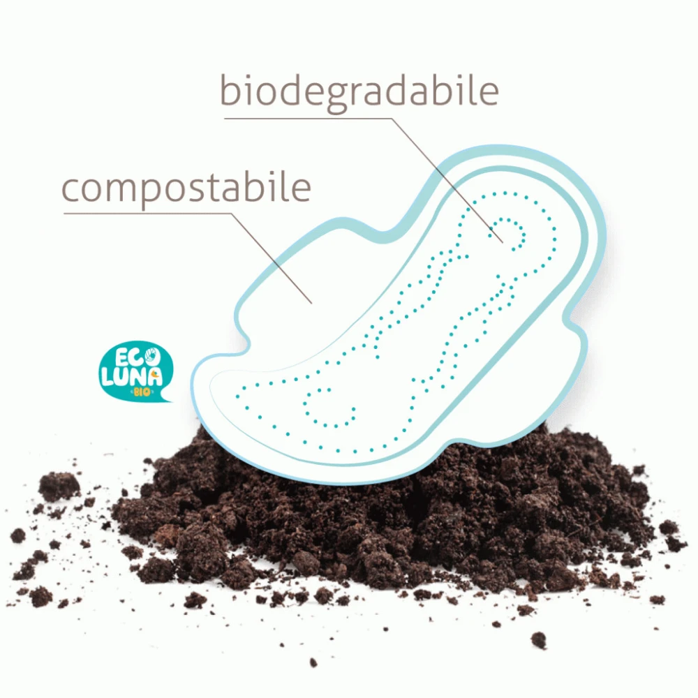 Ecoluna ™ sanitary napkin compostable Night - 10 pcs_62081