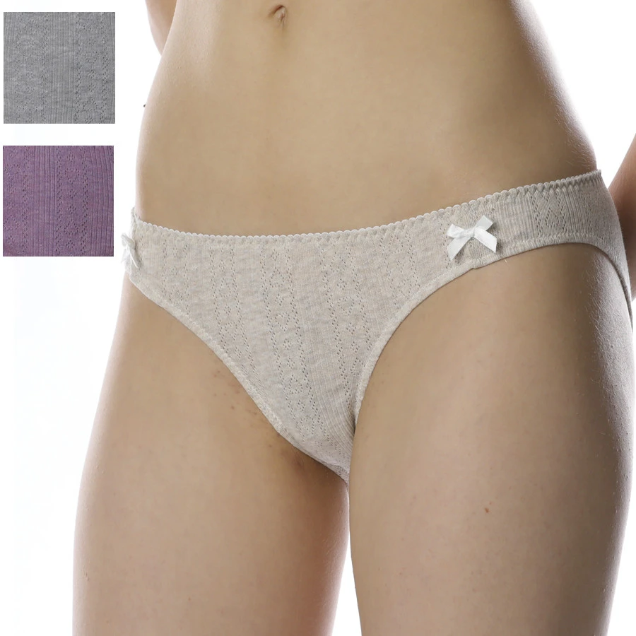 Low waist briefs in natural ribbed cotton