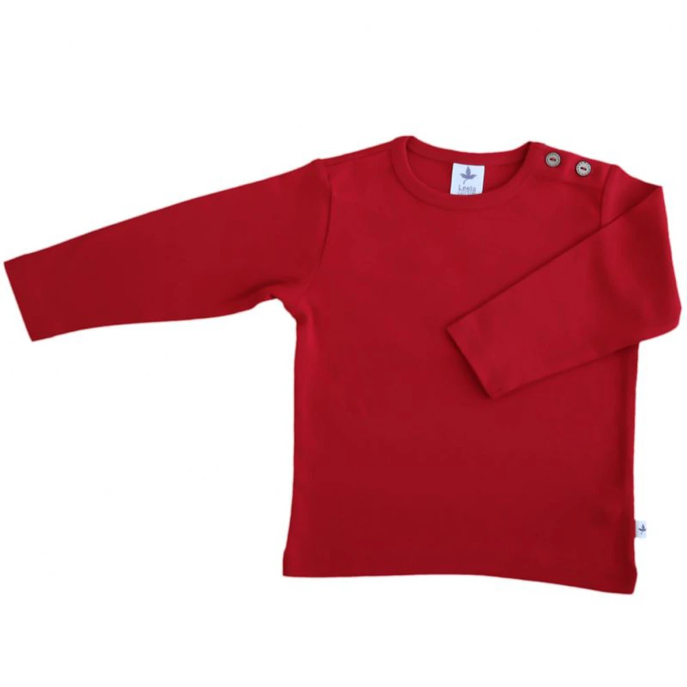 Red organic cotton long sleeve shirt
