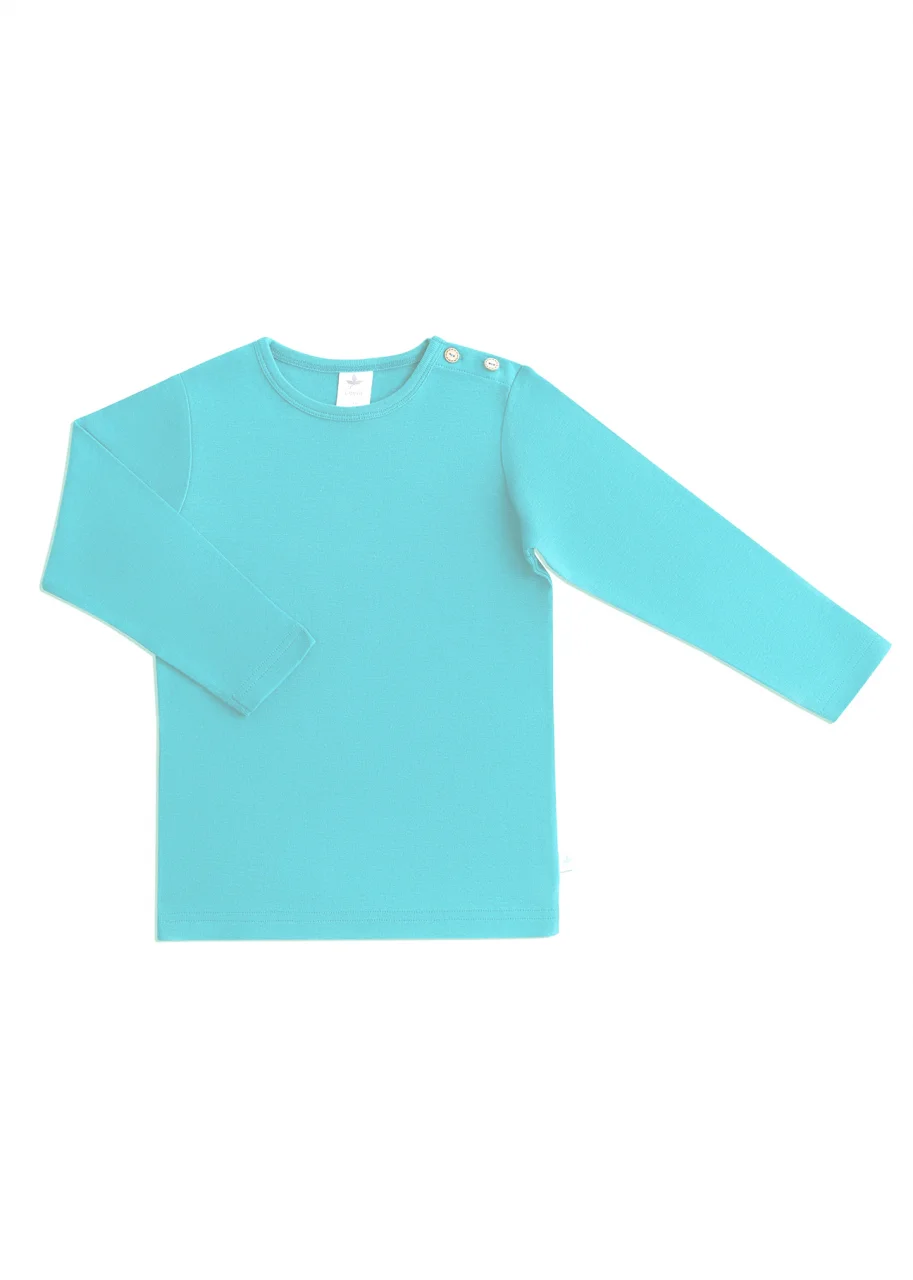 Turquoise organic cotton long sleeve shirt