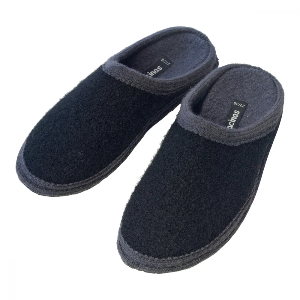 Slippers in pure boiled wool Bicolor Black Gray