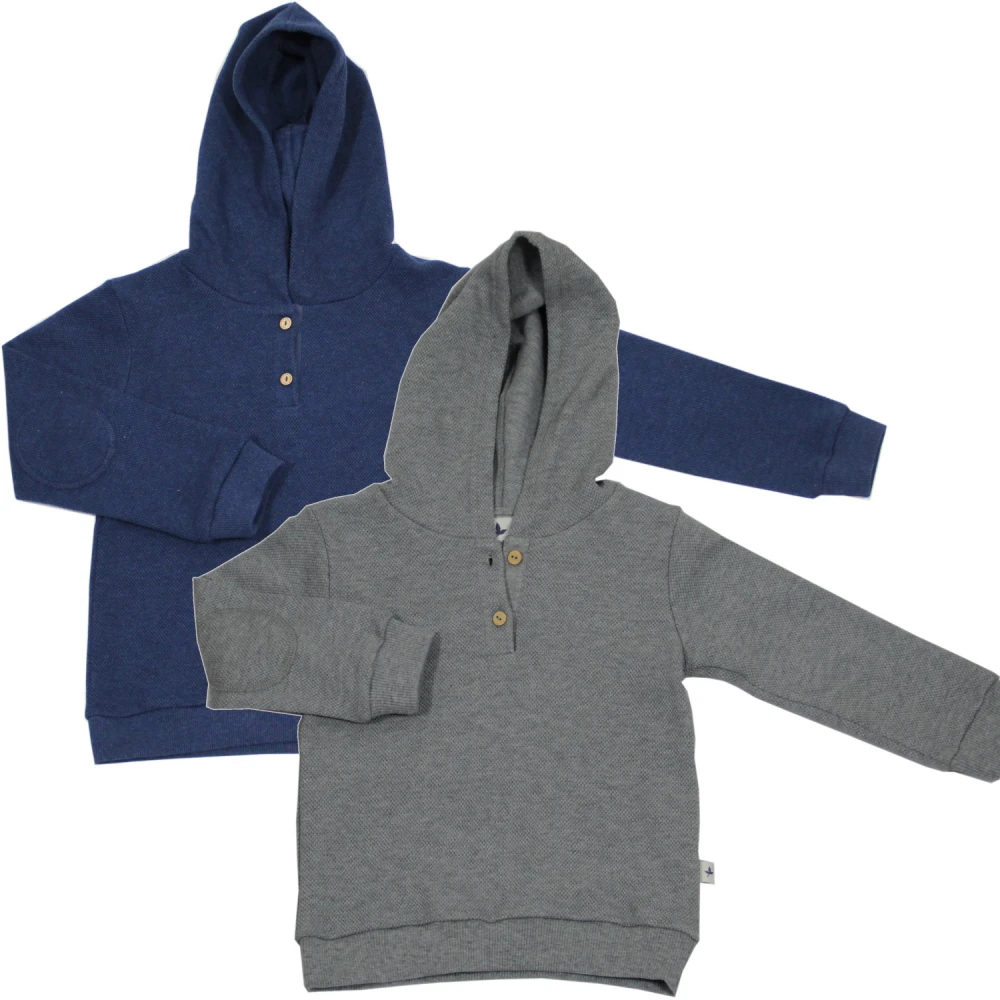 Piquet 100% organic cotton children's hooded sweatshirt