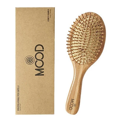 Oval wooden hairbrush