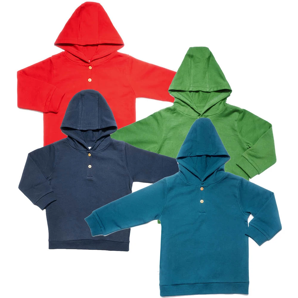 Hooded sweatshirt for children in 100% organic cotton