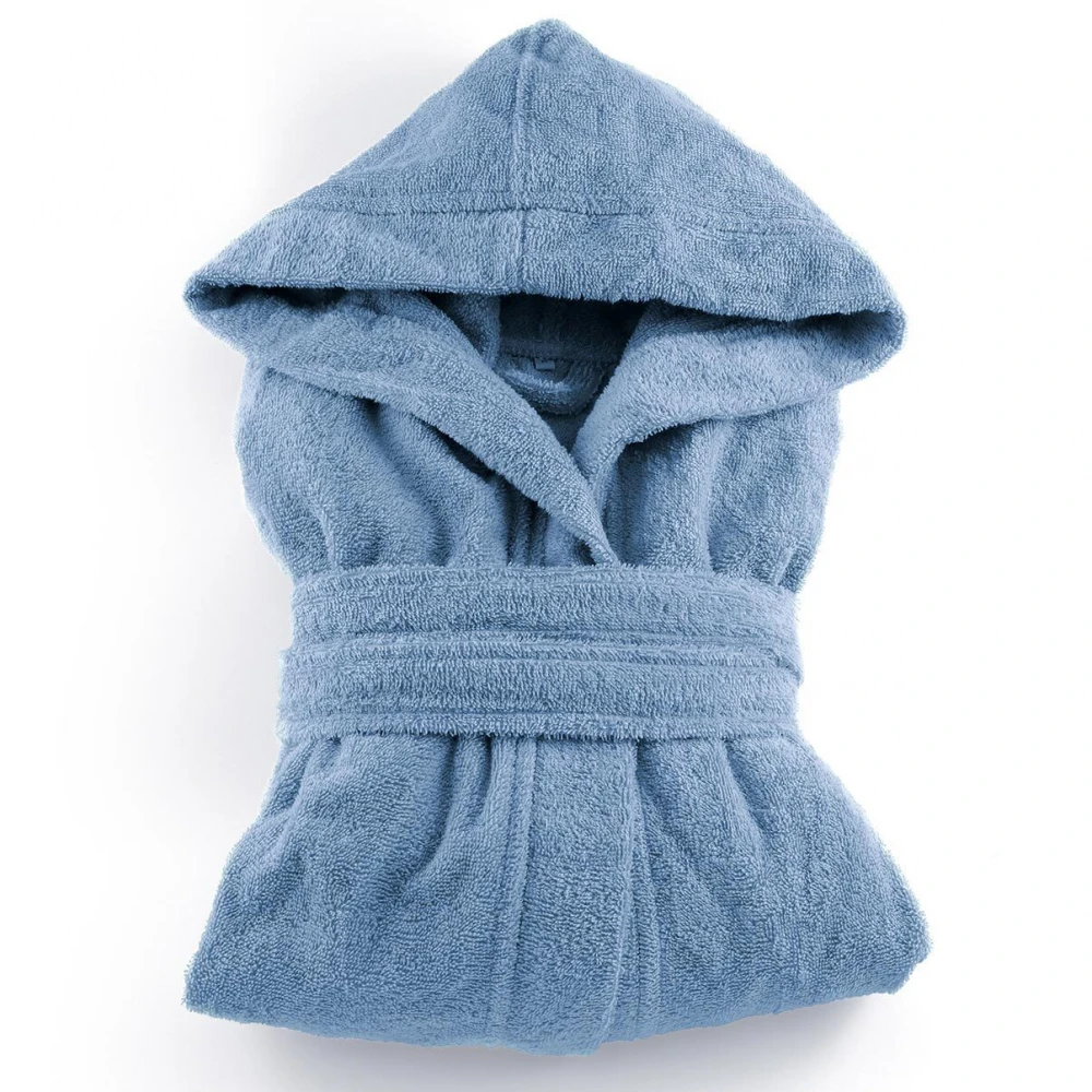 Mymami Blue hooded bathrobe in organic cotton