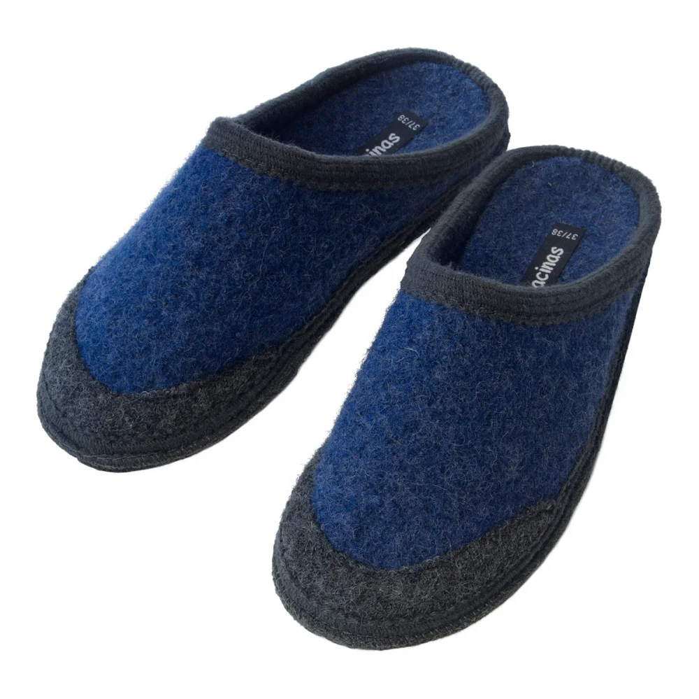 Slippers in pure boiled wool Bicolor BLUEJEANS-GREY