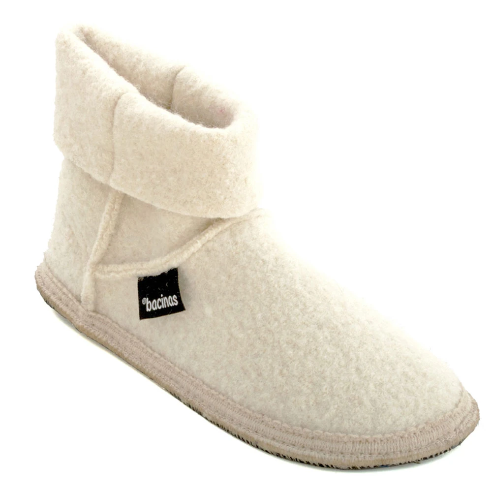 Ankle boot slippers in pure boiled wool white