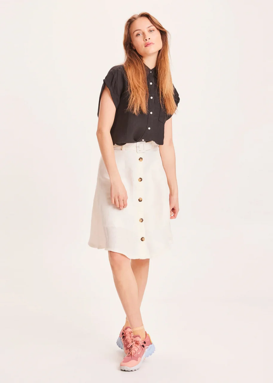 Layla skirt with belt and buttons in Linen and Tencel
