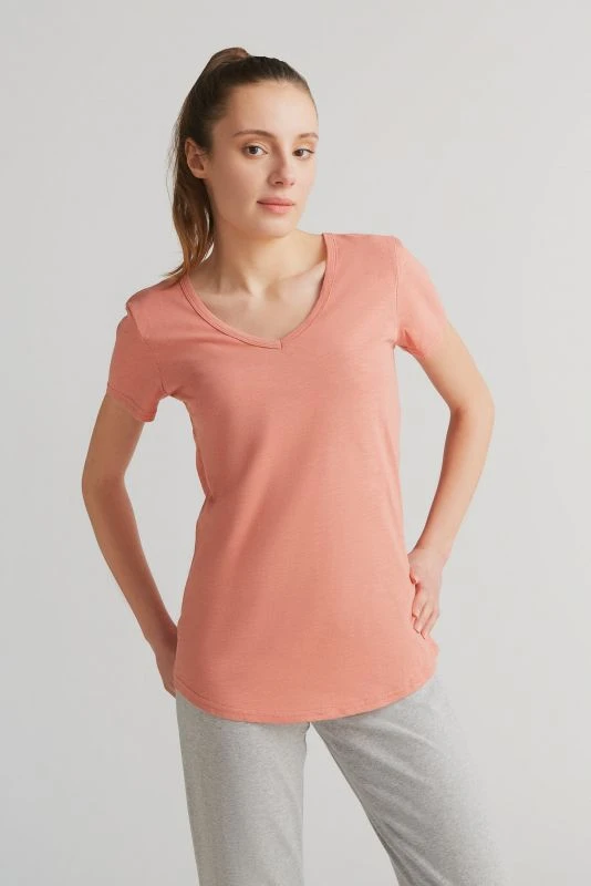 Flammè V-neck t-shirt for women in pure organic cotton