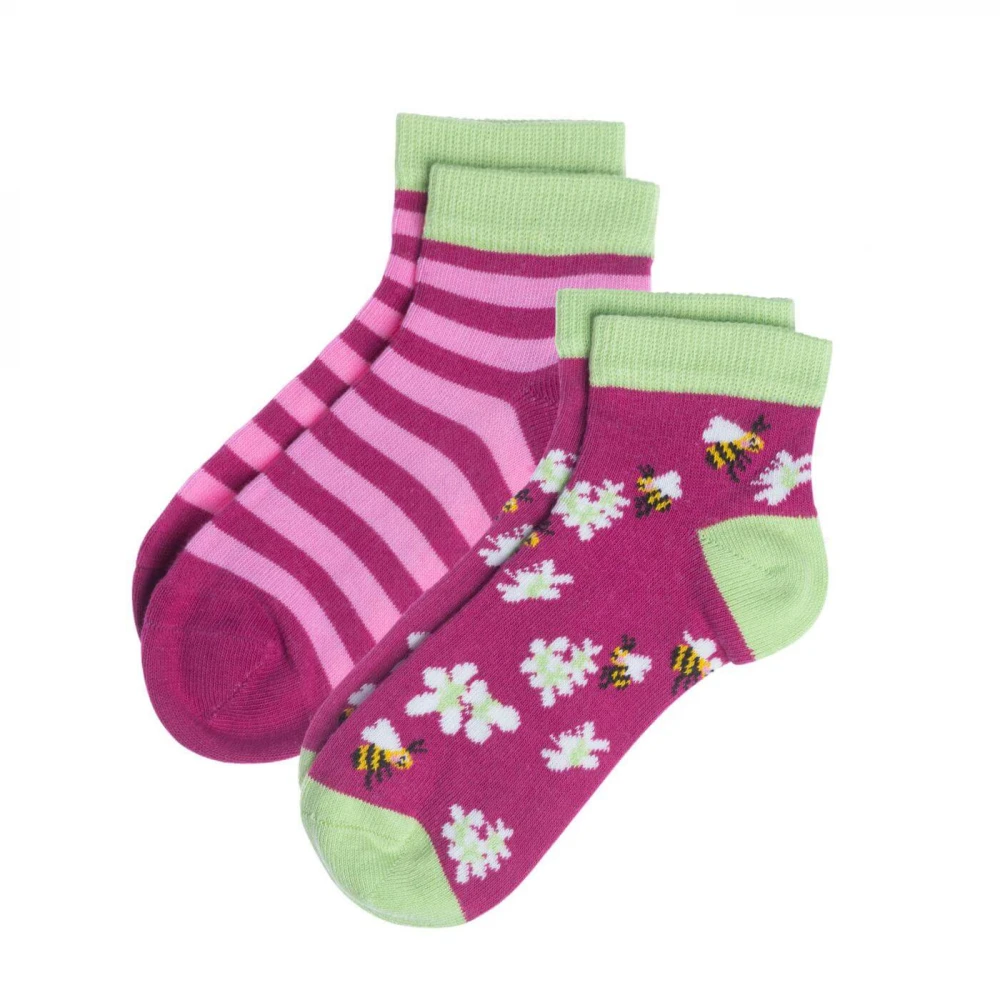 Short socks Happy Bees in organic cotton - pack of 2
