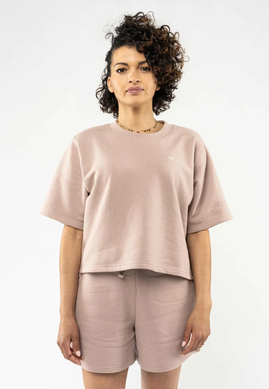 Women's cropped Deepali short sleeve sweatshirt in pure organic cotton_89876