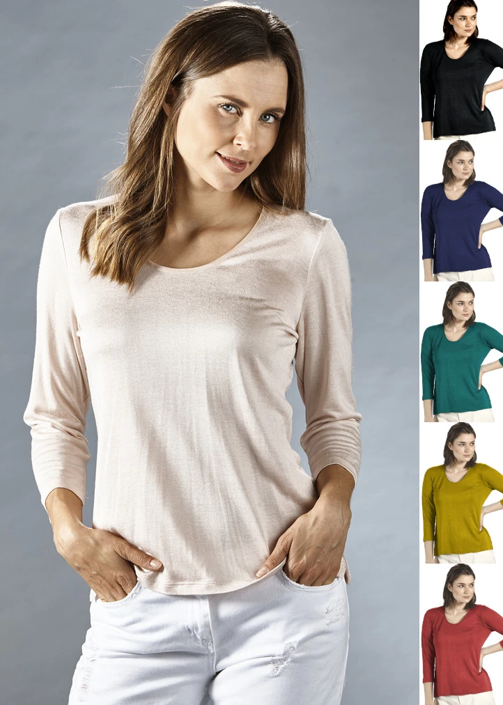 Women's t-shirt in silk and linen