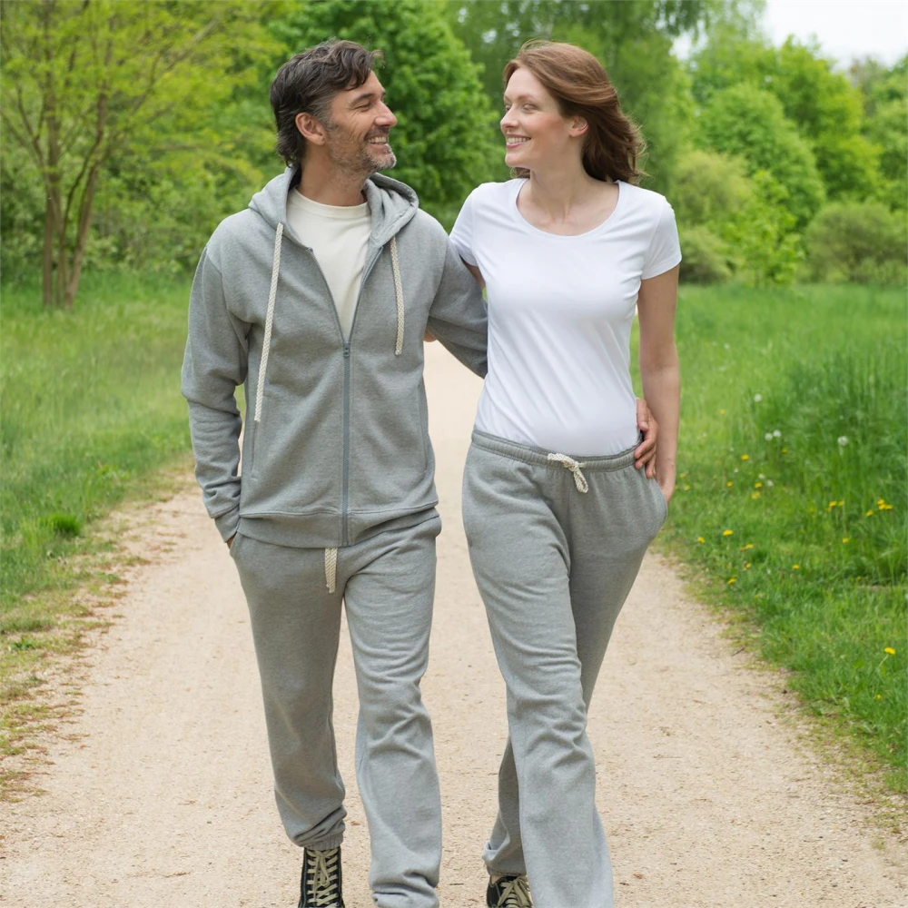 Unisex gray jogging pants in organic cotton