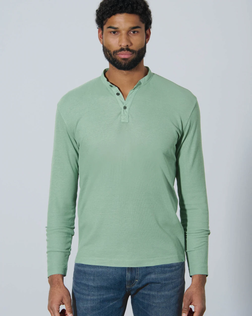 Serafino shirt with buttons in Hemp and Organic Cotton