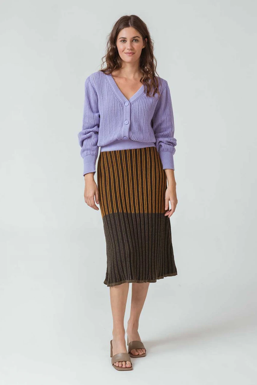 Koba ribbed knit skirt for women in pure organic cotton