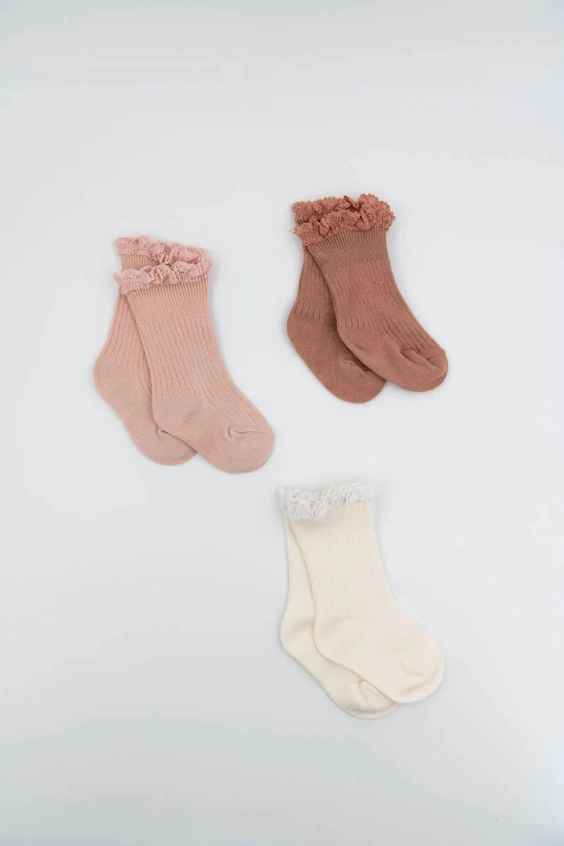 Baby girl Socks with Lace GIFT BOX - 3 pairs