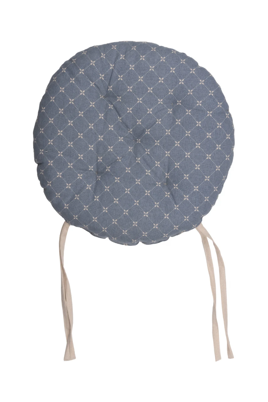 Round seat cushion TRADITIONAL light blue in Organic Cotton