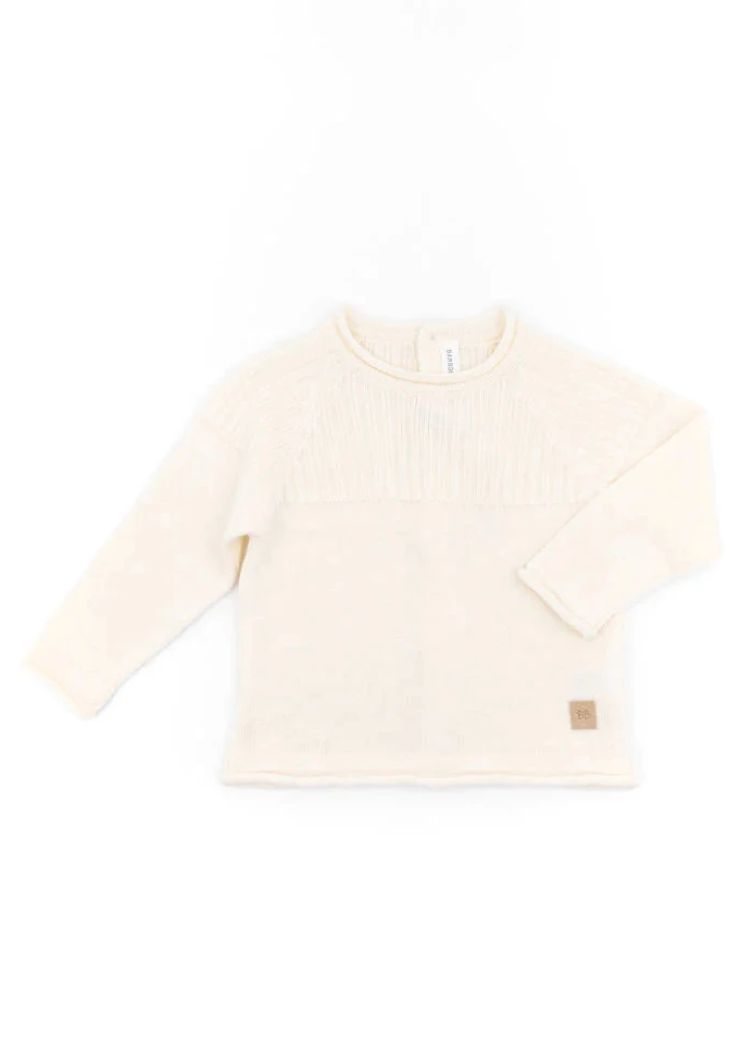 WHITE organic bamboo back opening sweater for babies