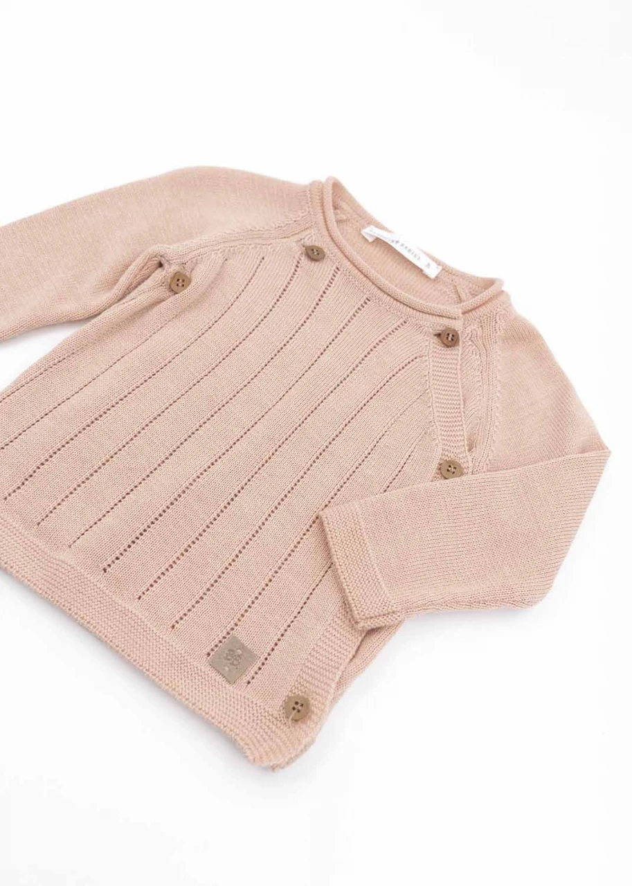 Cross sweater for newborns in organic Bamboo - Pink