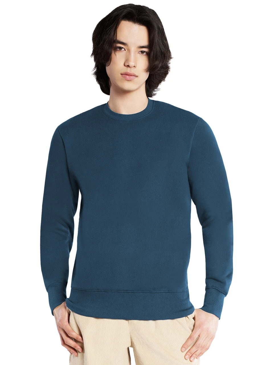 Unisex crewneck sweatshirt in pure organic cotton - DENIM