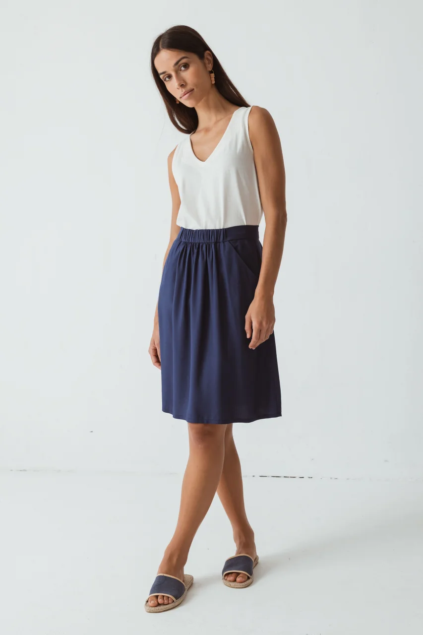 Luzaide Blue Summer Skirt in Sustainable Viscose Ecovero_100774