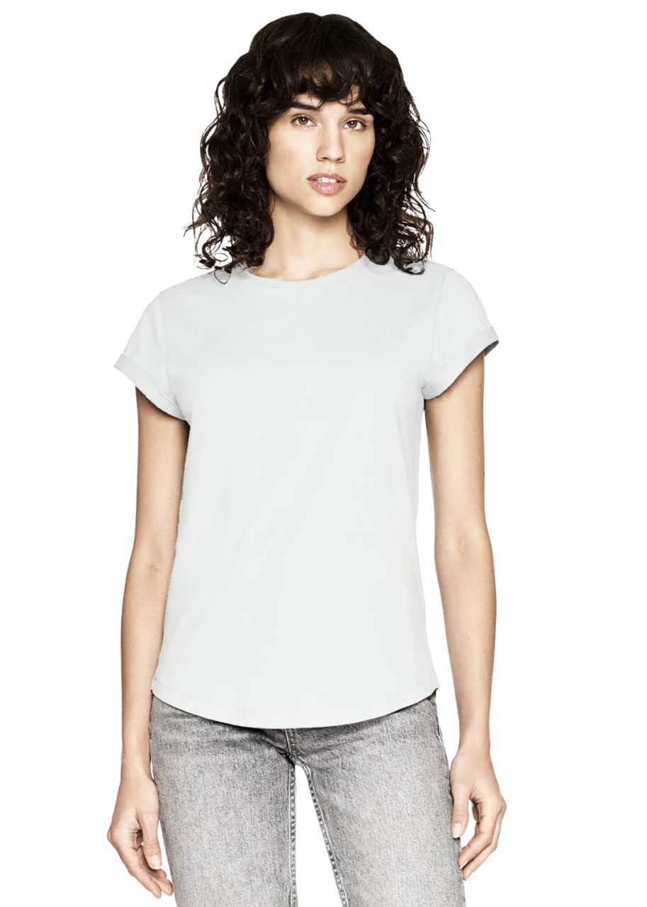 White women's rolled-up sleeve shirt in organic cotton