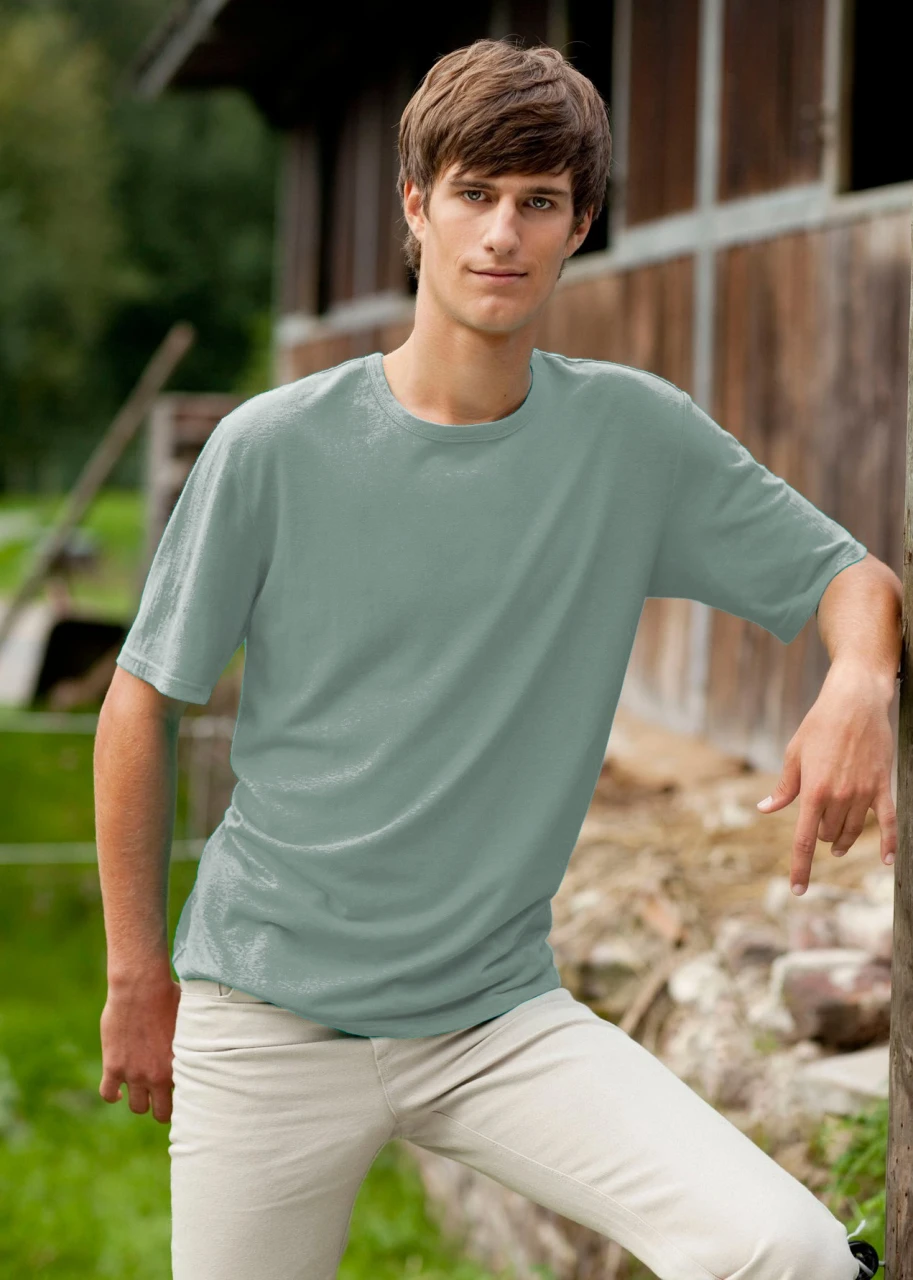 T-shirt for men in hemp and organic cotton - Iceberg green