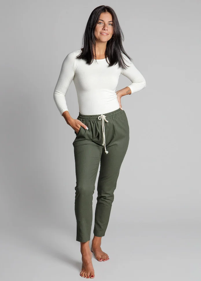 Women's Pants in Organic Hemp and Cotton - khaki