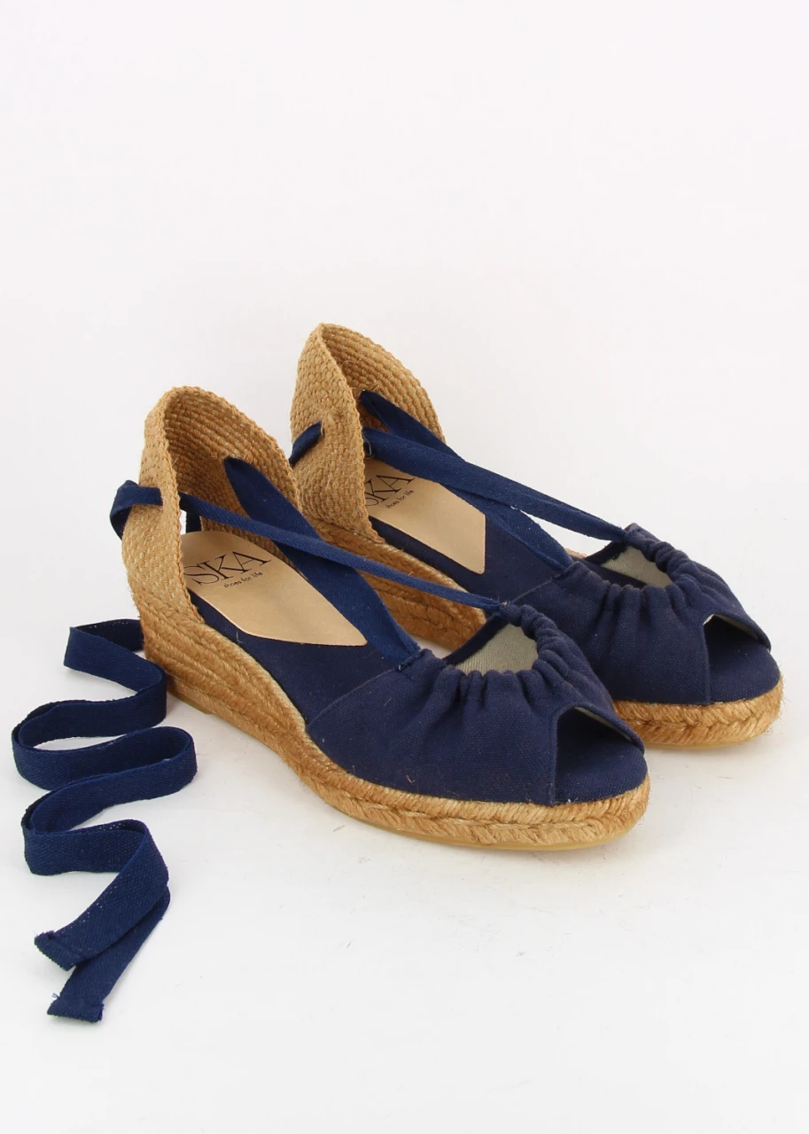 Costa navy wedge sandals made of recycled natural yuta