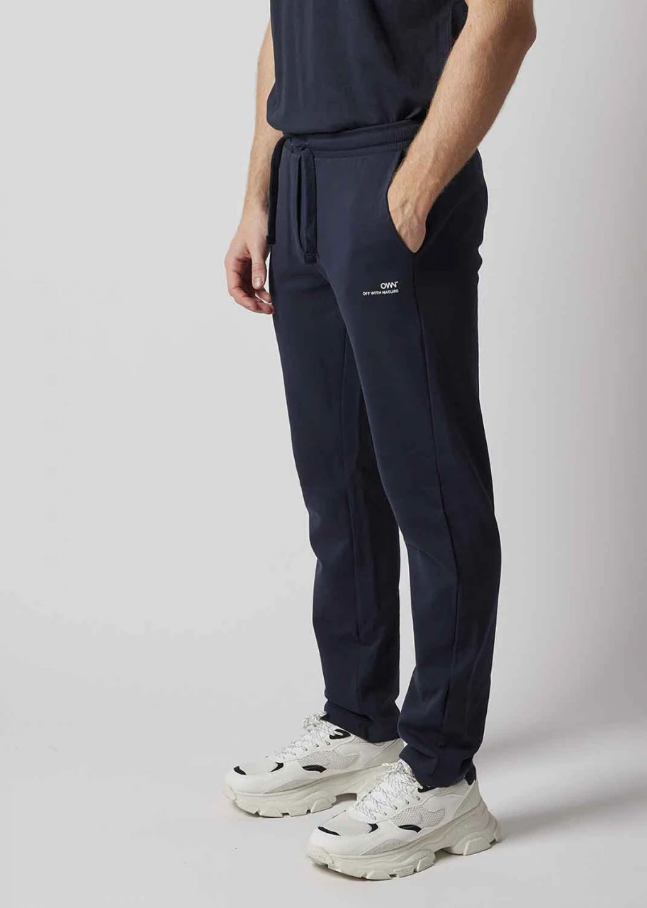 Pantaloni OWN Sport blu felpati da uomo in cotone biologico