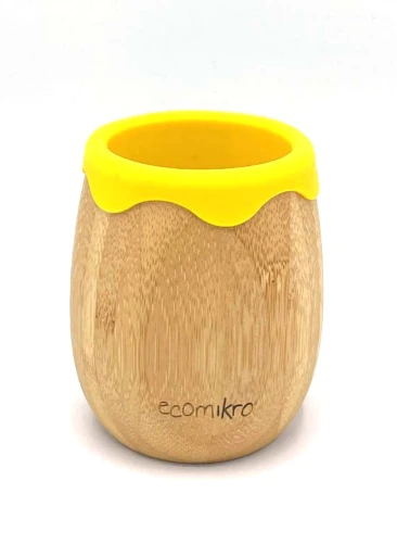 Bamboo wood cup with food silicone.