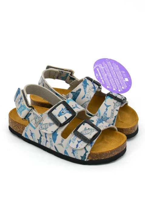 Poli Gris ergonomic sandals for children in cork and natural leather