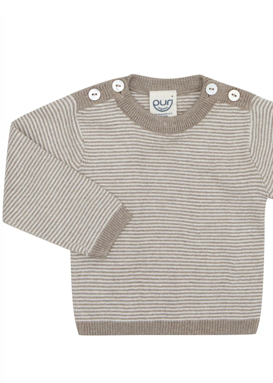 Jumper for baby in Organic Cotton and Silk -Taupe_104928