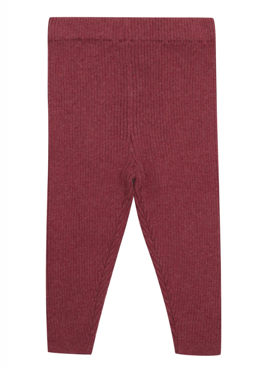Bordeaux knitted leggings for babies in organic cotton and wool