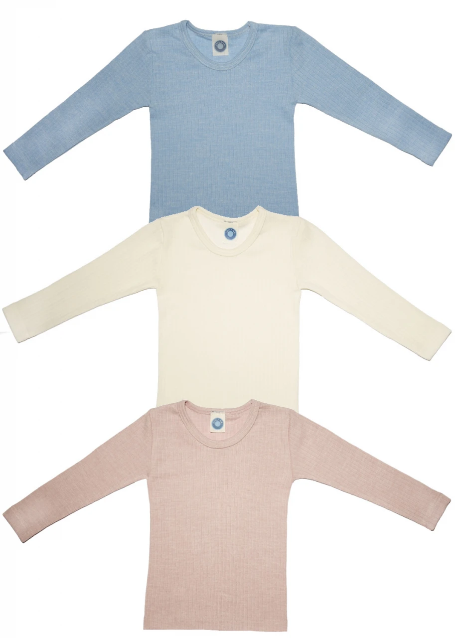 Children's long-sleeved jumper in wool, organic cotton and silk