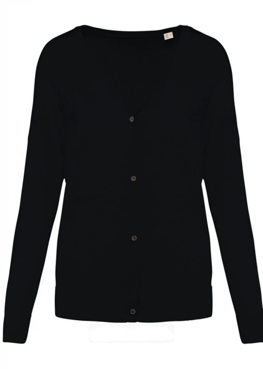 Women's black V-neck pullover in Lyocell TENCEL and organic cotton