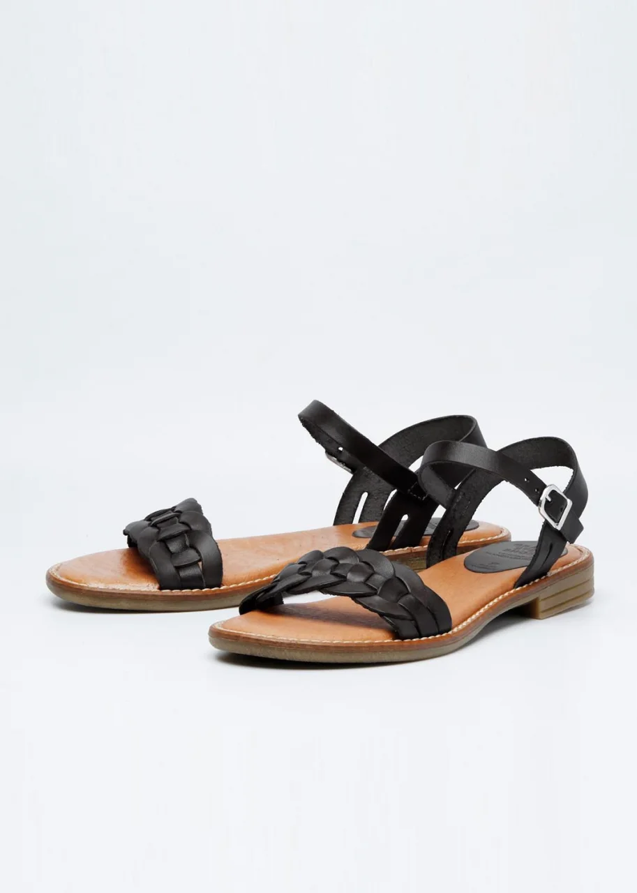 Kea women's vegetable-tanned leather sandals - Black