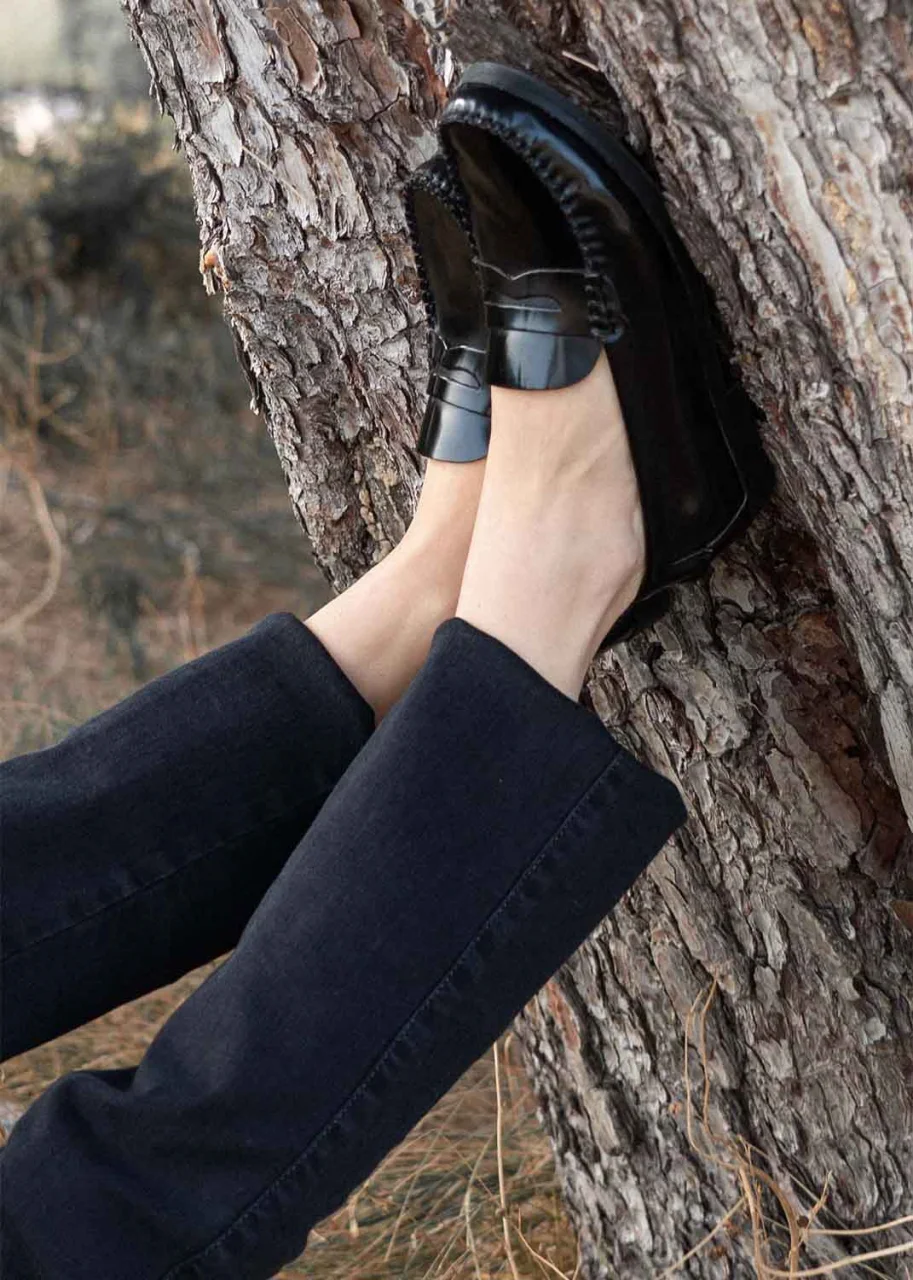 Women's Callen Black leather moccasin shoes