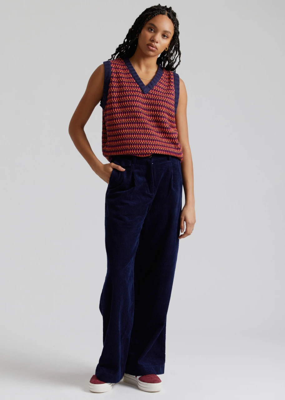 Women's trousers Tiger Navy in organic cotton velour