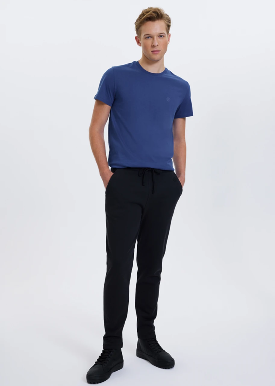 Men's Core Black tracksuit trousers in pure organic cotton