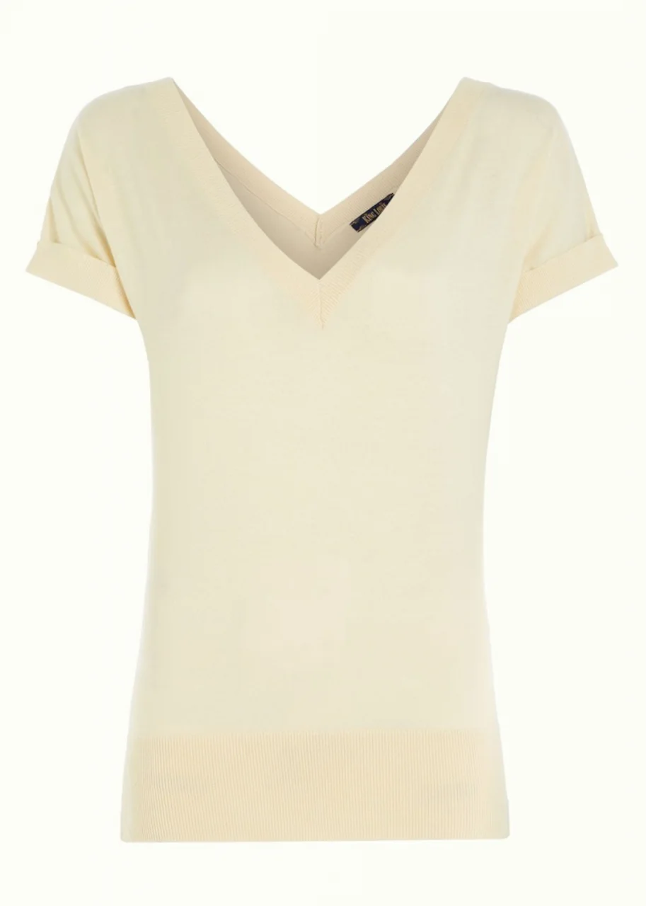 Double V CreamT-shirt in organic cotton