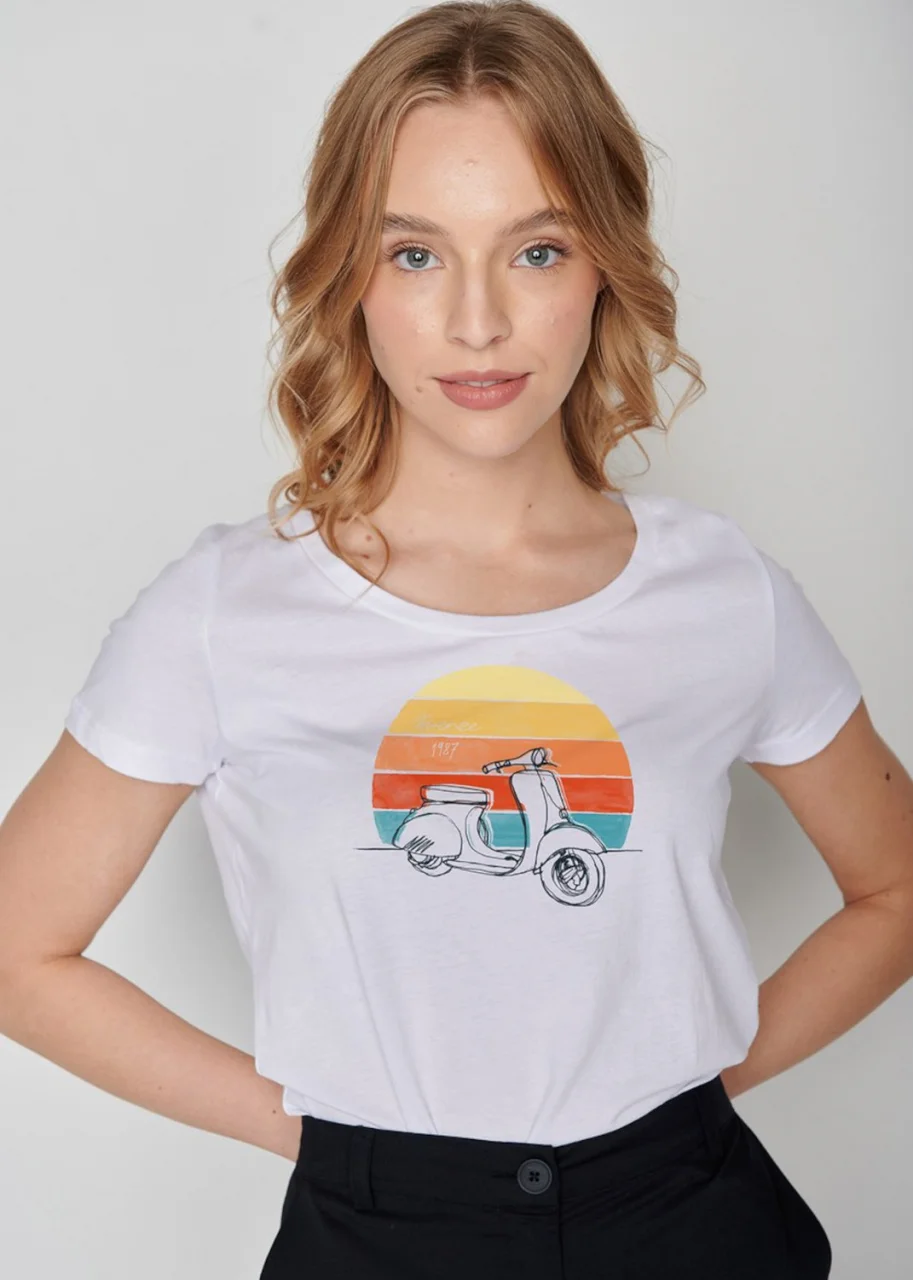 T-shirt Scooter da donna in puro Cotone Biologico Organico